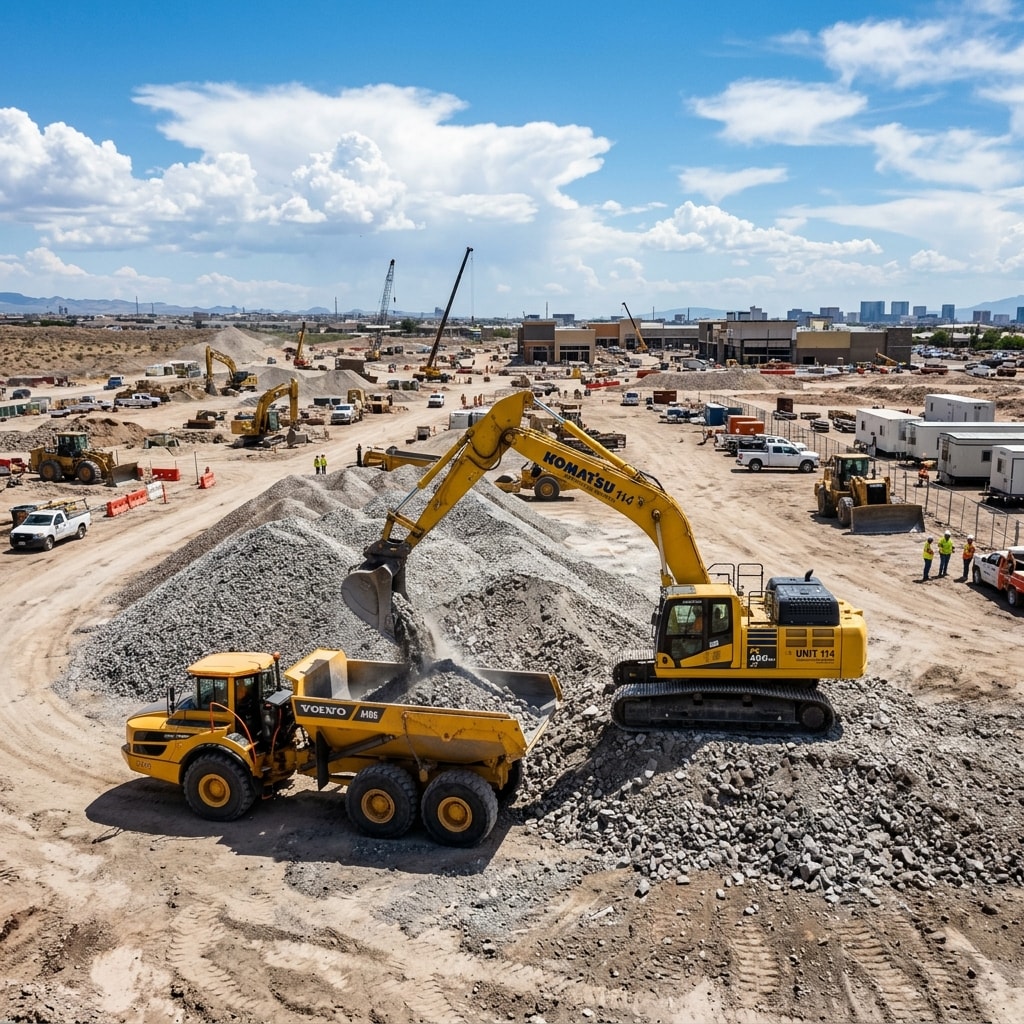 Professional construction site aggregates delivery by EN Aggregates truck